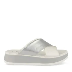 Mules BLANC Femme CUIR Motif Paillettes A Enfiler