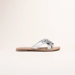 Mules BLANC Femme CUIR Motif Fleuri A Enfiler