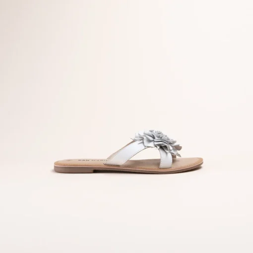 Mules BLANC Femme CUIR Motif Fleuri A Enfiler