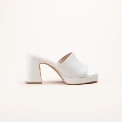 Mules BLANC Femme CUIR Motif Uni A Enfiler