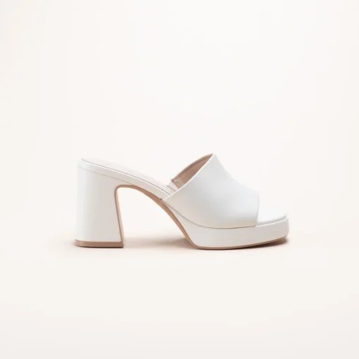 Mules BLANC Femme CUIR Motif Uni A Enfiler