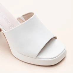 Mules BLANC Femme CUIR Motif Uni A Enfiler