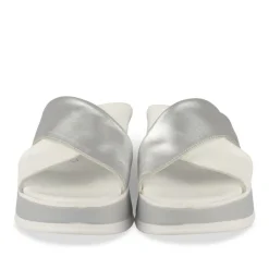 Mules BLANC Femme CUIR Motif Paillettes A Enfiler