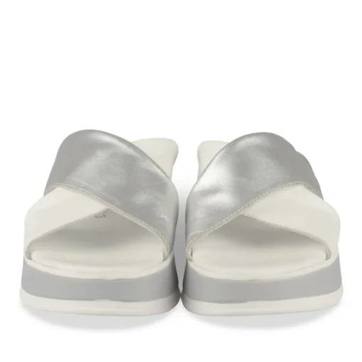 Mules BLANC Femme CUIR Motif Paillettes A Enfiler