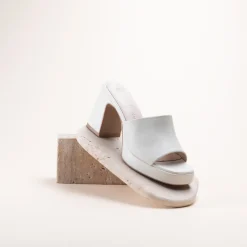 Mules BLANC Femme CUIR Motif Uni A Enfiler