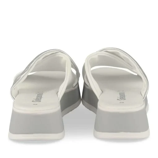 Mules BLANC Femme CUIR Motif Paillettes A Enfiler