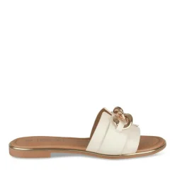 Mules BLANC Femme Motif Chaîne A Enfiler