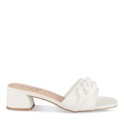 Mules BLANC Femme Motif Chaîne A Enfiler