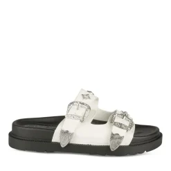 Mules BLANC Femme Motif Clouté A Enfiler