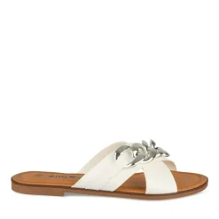 Mules BLANC Femme Motif Chaîne A Enfiler