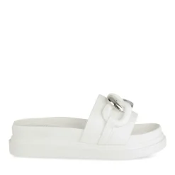 Mules BLANC Femme Motif Chaîne Boucle
