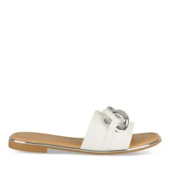 Mules BLANC Femme Motif Chaîne A Enfiler