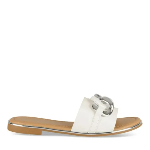 Mules BLANC Femme Motif Chaîne A Enfiler