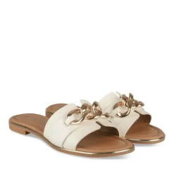 Mules BLANC Femme Motif Chaîne A Enfiler