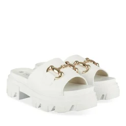 Mules BLANC Femme Motif Chaîne A Enfiler