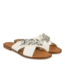 Mules BLANC Femme Motif Chaîne A Enfiler