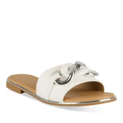 Mules BLANC Femme Motif Chaîne A Enfiler