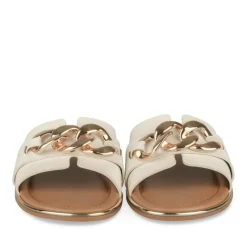 Mules BLANC Femme Motif Chaîne A Enfiler