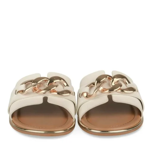 Mules BLANC Femme Motif Chaîne A Enfiler