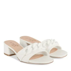 Mules BLANC Femme Motif Chaîne A Enfiler