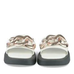 Mules BLANC Femme Motif Chaîne A Enfiler