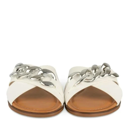 Mules BLANC Femme Motif Chaîne A Enfiler