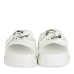 Mules BLANC Femme Motif Chaîne Boucle