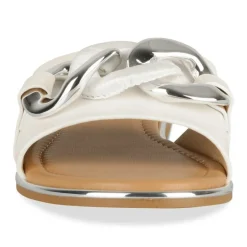 Mules BLANC Femme Motif Chaîne A Enfiler