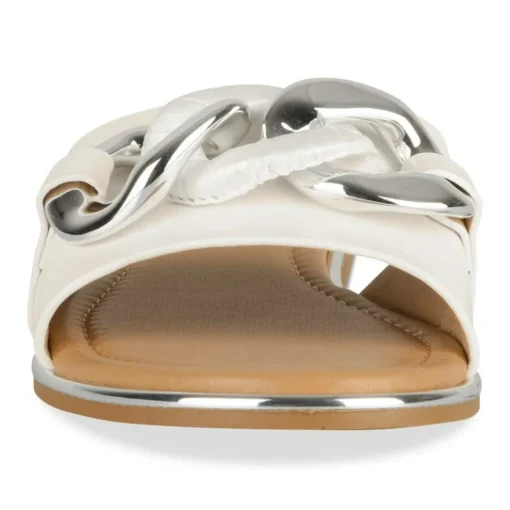 Mules BLANC Femme Motif Chaîne A Enfiler