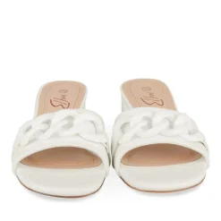 Mules BLANC Femme Motif Chaîne A Enfiler