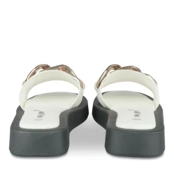 Mules BLANC Femme Motif Chaîne A Enfiler