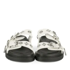 Mules BLANC Femme Motif Clouté A Enfiler
