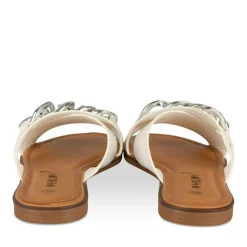 Mules BLANC Femme Motif Chaîne A Enfiler