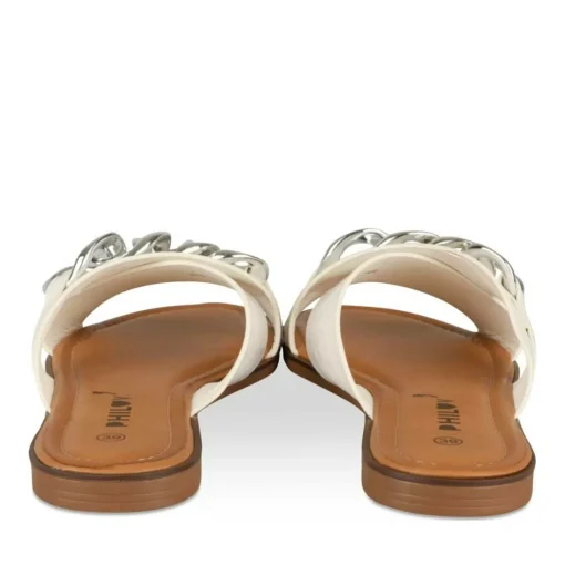 Mules BLANC Femme Motif Chaîne A Enfiler