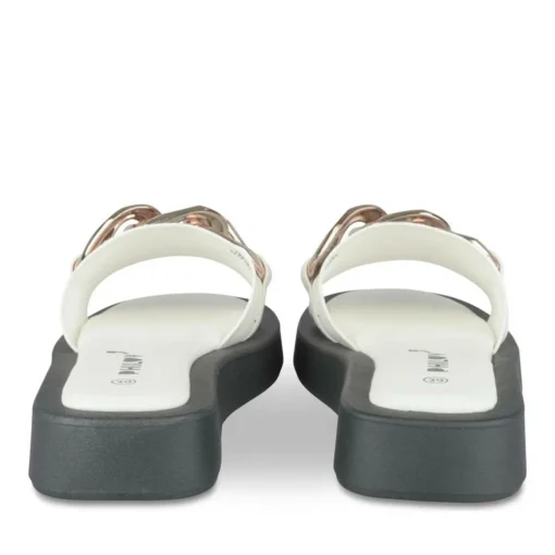 Mules BLANC Femme Motif Chaîne A Enfiler