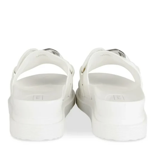 Mules BLANC Femme Motif Chaîne Boucle