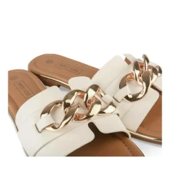 Mules BLANC Femme Motif Chaîne A Enfiler