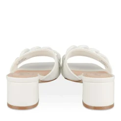 Mules BLANC Femme Motif Chaîne A Enfiler