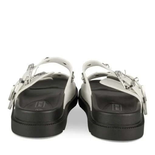 Mules BLANC Femme Motif Clouté A Enfiler