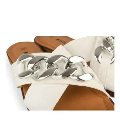 Mules BLANC Femme Motif Chaîne A Enfiler