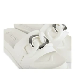 Mules BLANC Femme Motif Chaîne Boucle