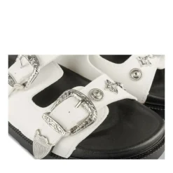 Mules BLANC Femme Motif Clouté A Enfiler