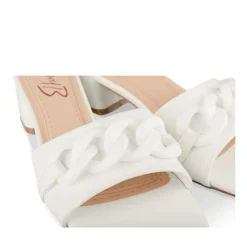 Mules BLANC Femme Motif Chaîne A Enfiler