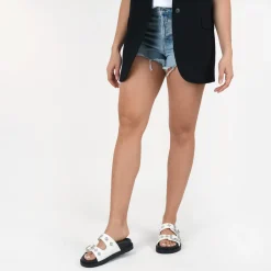 Mules BLANC Femme Motif Clouté A Enfiler