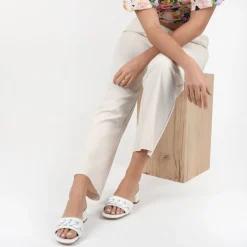 Mules BLANC Femme Motif Chaîne A Enfiler