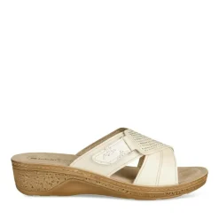 Mules BLANC Femme Motif Uni A Enfiler