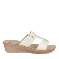 Mules BLANC Femme Motif Uni A Enfiler