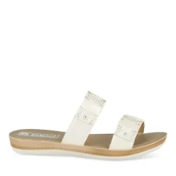 Mules BLANC Femme Motif Uni A Enfiler