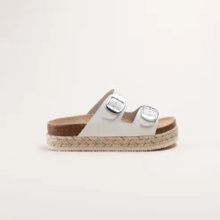 Mules BLANC Femme Motif Uni A Enfiler