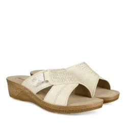 Mules BLANC Femme Motif Uni A Enfiler